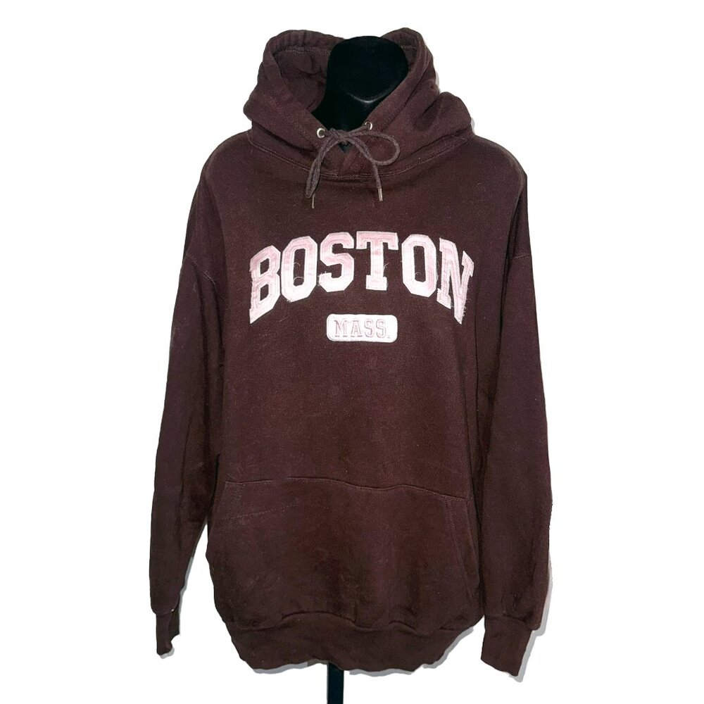 Authentic Life Apparel Boston Mass Brown and Pink Unisex Hoodie Size XL